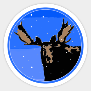 Moose in Winter Sticker